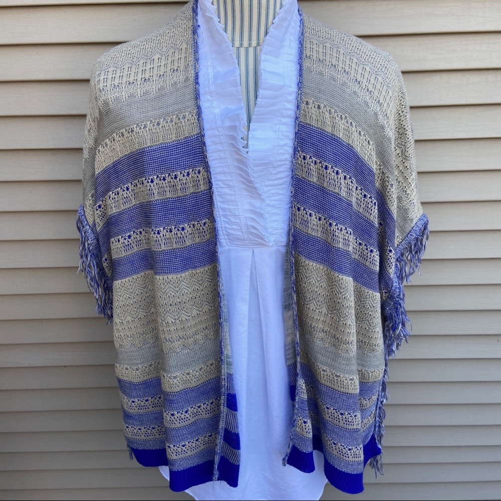Miami bohemian fringe short sleeve poncho cardigan